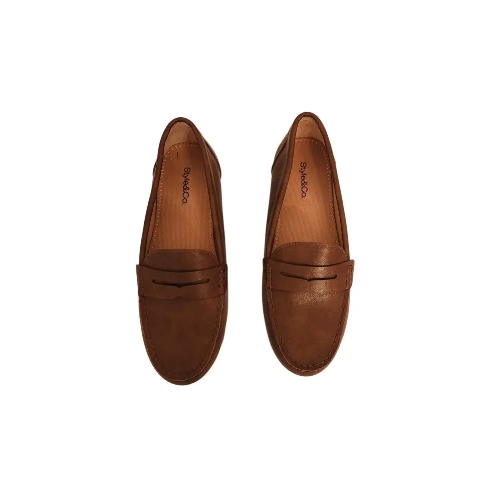 NWOB Style & Co Women's Serafinaa Driver Penny Loafers Brown 6.5